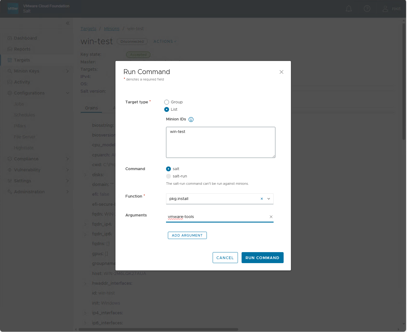 VMware Tools Run Command